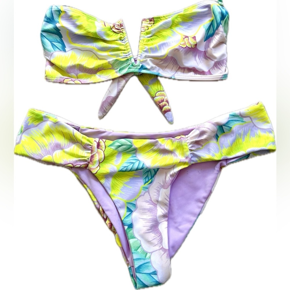 Mara Hoffman Flora V Wire Ruched Bikini Top & Bottom Set
